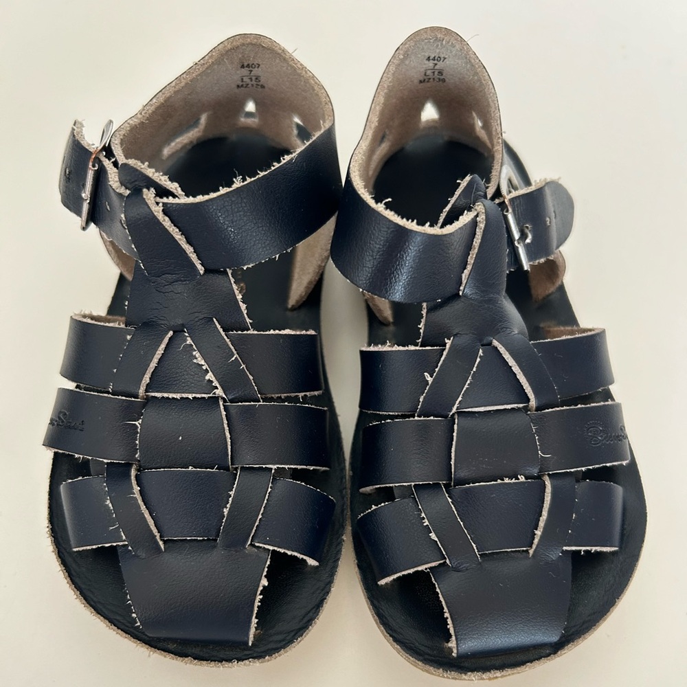 Salt Water Sandals ‘Sailor’ Sun San Navy Blue Size 7US Waterproof Leather!